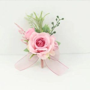 1 Pink Silk Flower boutonniere